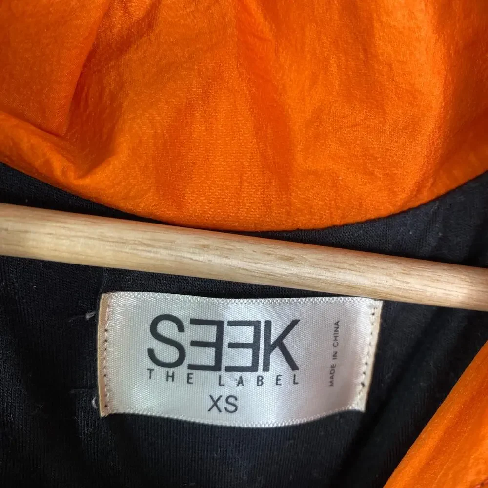 Seek The Label LF Black‎ Brown Orange Nylon Jacket Women's Size X-Small XS